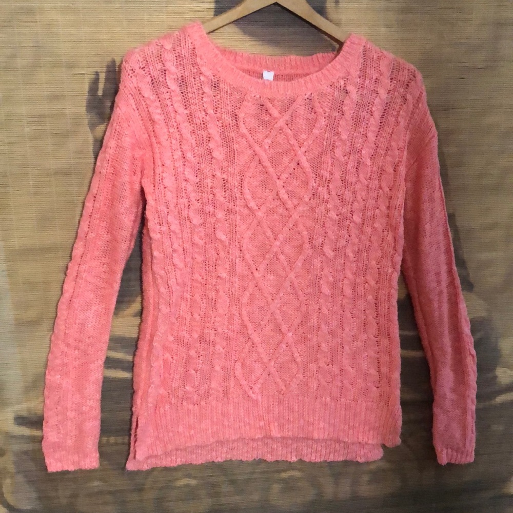 Aeropostale Sweater cable knit Womens small size orange peach color designs